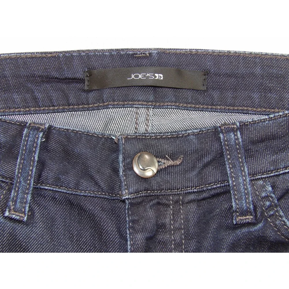 Joe's Jeans Cropped Denim Womens 27 Dark Blue Excellent Cuffed Stretch Mid Rise